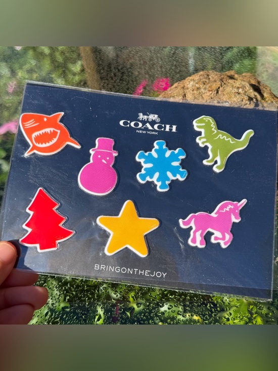 Coach Accessories - Coach Colorful Sticker Set 7 Pcs Shark Dinosaur Unicorn Snowman Star Christmas